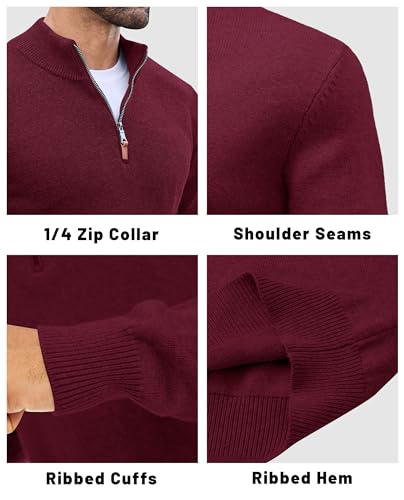 EKLENTSON Men's Sweater Quarter Zip Pullover Knit Cotton Turtleneck Sweater Fall Winter Thermal Pullover Mock Neck 5