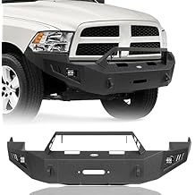 u-Box 09-12 RAM 1500 Front Bumper Full Width Bumper w/Winch Plate & 2 18W LED Spotlights Compatible with Dodge Ram 1500 Pickup Truck 2009 2010 2011 2012 - Ram Steel Bumper