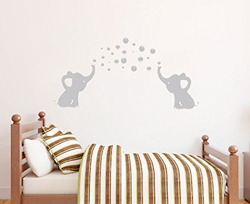 Nursery Wall Decals,Baby Boy or Girl Bedroom Decoration,Elephants Wall Stickers | Nursery décor (Grey Bubble Elephant)