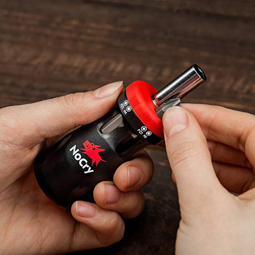 NoCry Stubby Ratcheting Screwdriver Kit with 12-in-1 Mini Bit Set including Flathead, Hex, Torx and Pozidriv Tips
