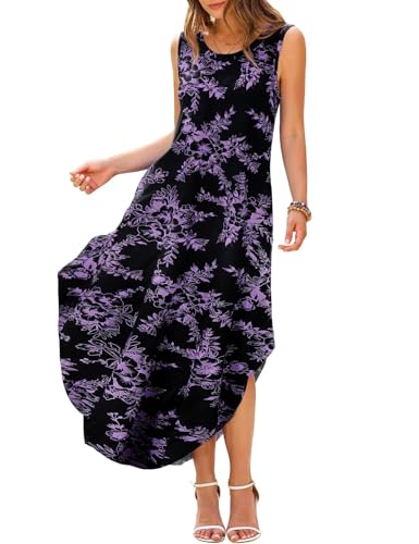 Image of JollieLovin Women Plus Size Summer Tank Maxi Dresses Sleeveless Causal V Neck Beach Long Dresses Swim Cover up (L-5X)