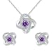 Produktbild ZIRKONIA Schmuck Set - Anhänger und Ohrringe für Damen, 925er Sterlingsilber, platiniert, mit Amethyst-Zirkonia der Güteklasse AAA+ amethyst