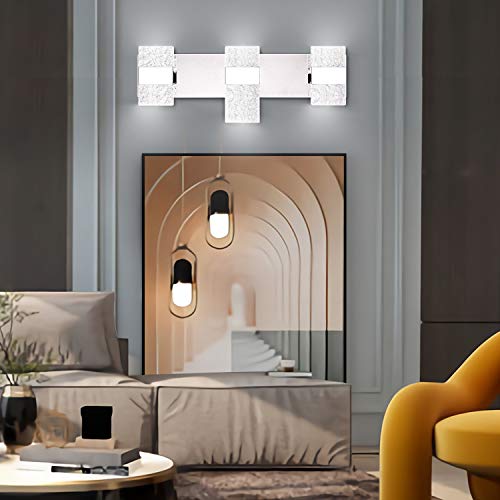 24.4 inch Bathroom Vanity Light Fixtures Over Mirror Modern 3 Lights LED Vanity Light 18W Bathroom Wall Lighting Fixtures Chrome Stainless Steel Bathroom Light Cool White 6000K