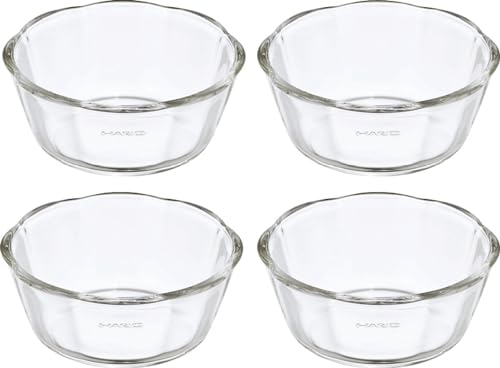 HARIO SWB-2412 Heat Resistant Glass Sweets Bowl, 300, Set of 4, Made in Japan