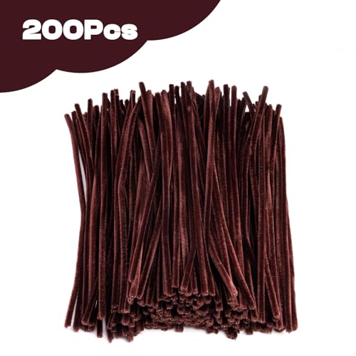 Image of Caydo 200 Pieces Brown Pipe Cleaners Craft Chenille Stems for DIY Art Creative Crafts Party Decorations (12 Inch x 6 mm) | Craft Chenille Stems for DIY Art Creative Crafts Party Decorations