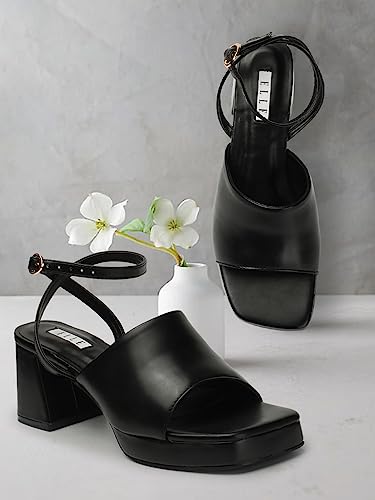 Image of ELLE Women's Block Heels Sandal with Ankle Strap