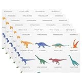 Lot de 6 Sets de Table lavables pour napperons de Cuisine,Dessin animé différents Types de Dinosaures