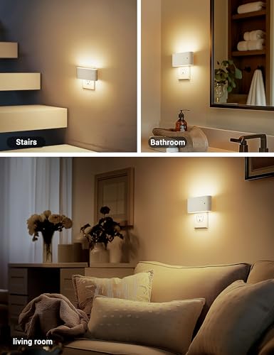 Image of JandCase LED Night Lights Plug into Wall, Night Light with Dusk to Dawn Light Sensor, Dimmable Night Light Plug in [2 Pack], 3000K Soft White Nightlight for Bedroom Hallway Kids Room Kitchen