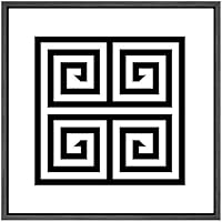 SIGNWIN Framed Canvas Wall Art Optical Illusion Line Art in a Symmetrical Squares Geometric Shapes Illustrations Modern Fun Black and White for Living Room, Bedroom, Office - 16x16 inches