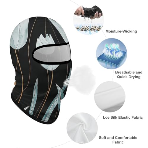 Balaclava para hombre y mujer color celeste con diseño de tulipanes, máscara facial completa para deportes al aire libre como ciclismo y pesca miniatura 3