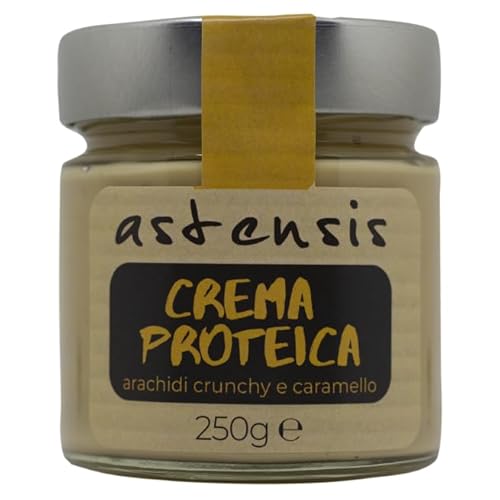 Astensis, Crema Proteica Agli Arachidi Crunchy E Aroma Caramello, 250G. Crema Spalmabile Artigianale Arachidi Con Granella Di Arachidi Con Proteine. S