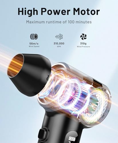 Compressed Air Duster with 310,000RPM, Type-C Charging, Multi-Accessories, 4 Gear Adjustable Turbo Fan, Super Power Electric Air Duster for Computer, Keyboard, Outdoor, House and Car - image 2