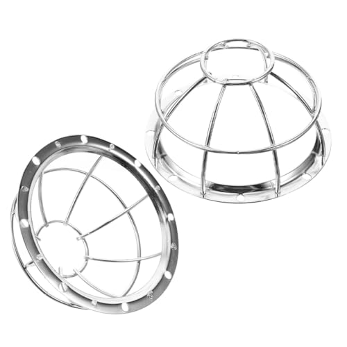 DINHEAROM 2 Cubiertas Protectoras para Sensores de Humo Jaula Antirrobo de Alambre de Hierro, Protección Anticolisión para Detectores contra Incendios, Base Plateada 106-132 Mm, Seguridad