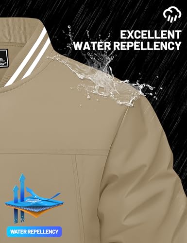 Image of TACVASEN Men's Lightweight Jacket Casual Spring Fall Windbreaker Bomber Zip Up Coat With Pocket | Men jacket, windproof water-resistant fabric, suitable for spring summer and fall, casual commuting wear, travel and hiking.