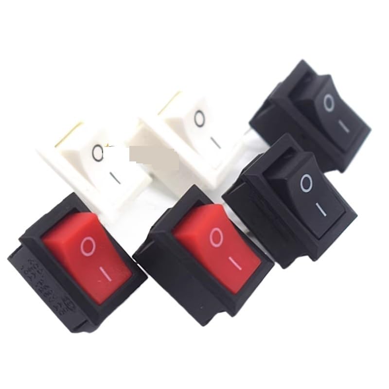 10PCS 15 * 21mm 2 Pin SPST ON/Off Boat Rocker Switch 6A 250V KCD1 KCD1-101 Snap-in Black Rocker Switch(White (10PCS))