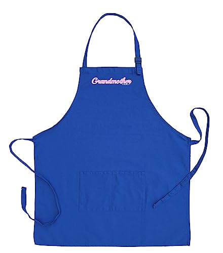 ThisWear Inspirational Gift For Grandmother Script Name Two Pocket Adjustable Bib Apron Royal