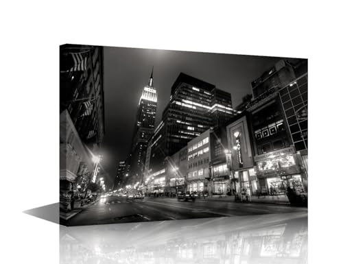 Toile murale design moderne de New York en noir et blanc pour salon et chambre