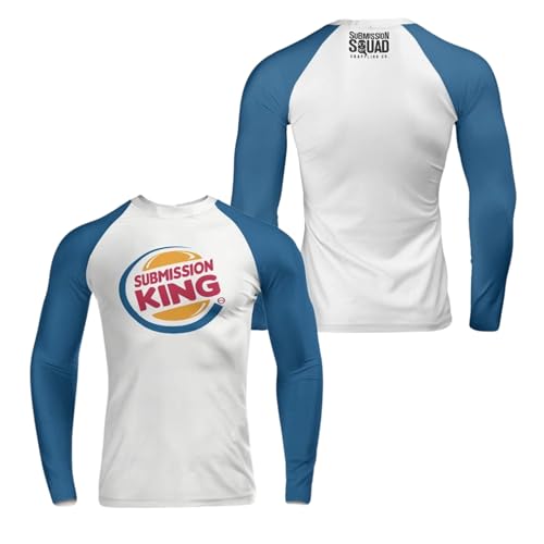 Submission Squad Grappling Co. Submission King - Funny BJJ Parody Blue Long Sleeve Rashguard for Gi Or No Gi