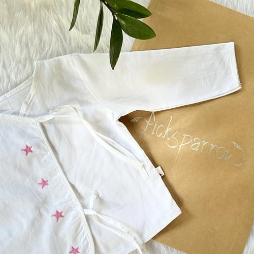 Image of Picksparrow Pure Cotton Embroidered Newborn Baby Clothes /Jhablas /Vests (Full Sleeve, Set of 3)