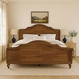 HOME DESIGN Hinton King Platform Bed Frame with Arched Headboard and Footboard, Solid Wood, Easy Assembly, Brown