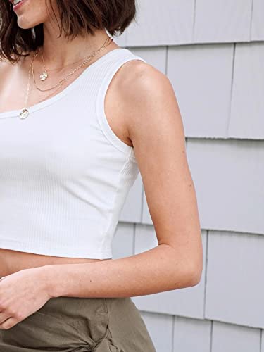 Image of Istyle Can Women's & Girls' Solid Square Neck Ribbed /Knitted Sleeveless Single Shoulder Stretchable Slim Fit Crop Tank Top