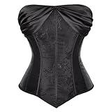Corset Top Women Bustier Plus Size Lace up Gothic Lingerie Burlesque Outfit Vintage Victorian Halloween Costume Party Medieval Renaissance Black S