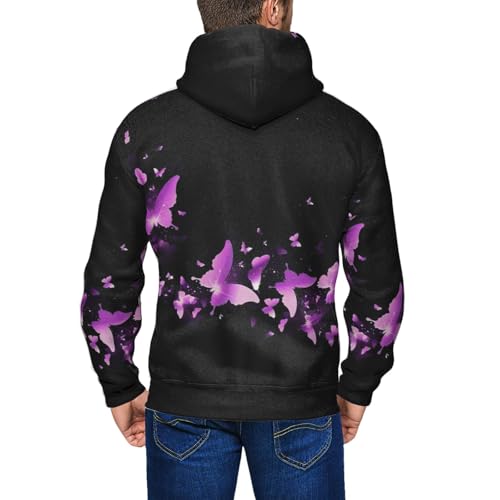Sweat à capuche violet zippé imprimé papillon EdWal homme - 5
