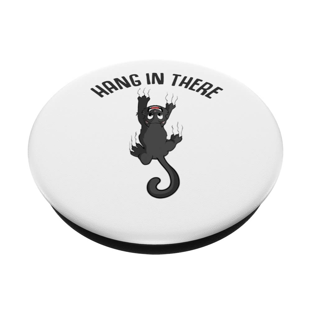 Hang In There - Cat Lovers - Funny Cat PopSockets Swappable PopGrip, Black - Image 2