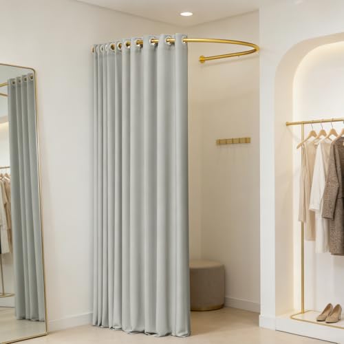 Tcatec U-Shaped Fitting Room Portable 39.37 Temporary Dressing Room for Clothing Store Boutique Privacy Changing Room Divider Gray
