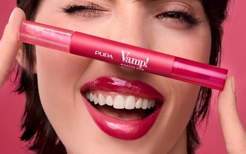 Pupa Vamp! Marker Duo Pintalabios + brillo de labios con ácido hialurónico – 3 en 1 para definir, rellenar y colorear, contorno de labios – Disponible en 9 colores (005 Cherry Granita) - imagen 4