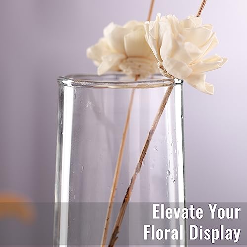 TIED RIBBONS Glass Round Vase For Flowers And Plants Living Room Home Décor Table Centerpiece Wall Shelf Home Decoration (8 X 29 Cm, Clear Without Flowers, Clear) - Image 5