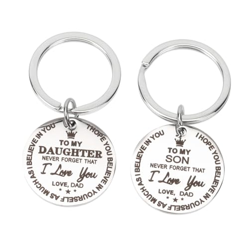 BESPORTBLE Sturdy Stainless Steel Keychain Decor Inspirational Message for Dad Mom Son Daughter