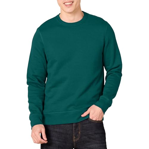 Amazon Essentials Men's Crewneck Fleece Sweatshirt with Ribbing (Available in Big & Tall), Forest Green, Medium