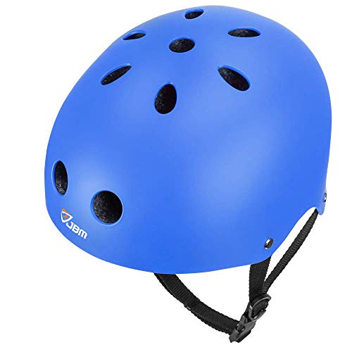 JBM Skateboard Helmet CPSC ASTM Certified Impact Resistance Ventilation for Multi-Sports Cycling Skateboarding Scooter Roller Skate Inline Skating Rollerblading Longboard (Blue, Small)