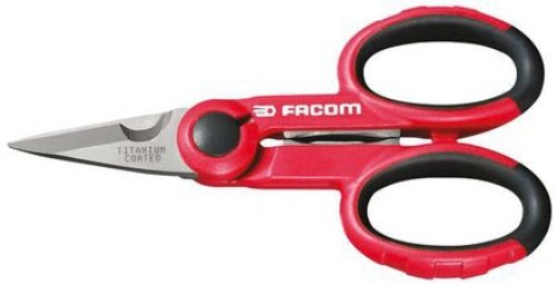 FACOM Bi-Material Electrician Scissors - 841A.4, Silver, Red, Black, Sheathed Electricians - Image 4