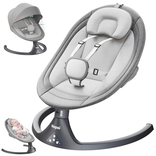 Image of Baby Swing for Infants to Toddler,Electric Baby Swing and Bouncer,Bluetooth Infant Swing for Newborn with Remote Control,10 Music,5 Speed,3 Seat Position,Baby Rocker for Baby 0-9 Month
