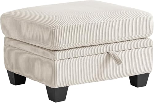 Image of CHIC HOUSE Middle Module for Modular Couch, Corduroy Customizable Chaise, Storage Ottoman for Sectional Sofa, Armrest, Single Ottoman