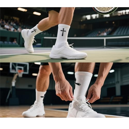 3 Pairs Youth Grip Soccer Socks with Cross-Anti-Slip Grips Socks Christian Jesus Sock with Rubber Dots Gifts for Men,US 6-132