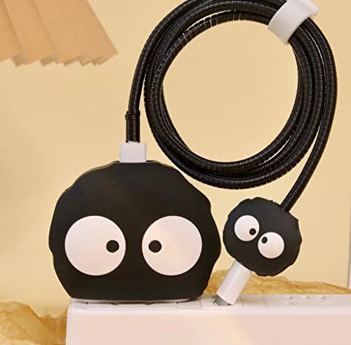 Image of Cartoon 3D Design Protective Case for 18W 20W iPhone 14 13 12 11 Pro Max Fast Charging Cable Adapter Charger, Cute Cartoon Lightning Data Cable Case for iPhone Charger (Carbon-Ball)