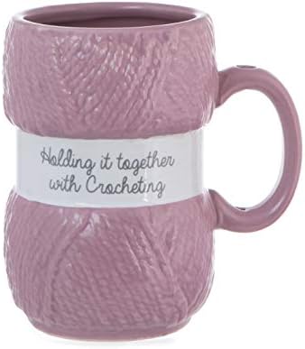 Boxer Gifts Holding It Together with Crotcheting Novelty Mug | Realistic Yarn Detailing | Funny Crochet Themed Gift for Her, Pink