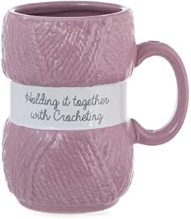 Boxer Gifts Holding It Together with Crotcheting Novelty Mug | Realistic Yarn Detailing | Funny Crochet Themed Gift for Her, Pink