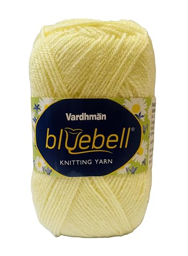 Image of Vardhman Blue Bell DK Weight Supersoft Hand Knitting & Crocheting Yarn (Pack of 1 ball - 100gram) 100% Acrylic, Multi Color Crochet Thread wool, Suitable for Craft, Babywear, Baby Blankets, Sweater, Scarf, Cap, Art & Craft - (Mindaro Yellow - Bbell-096)