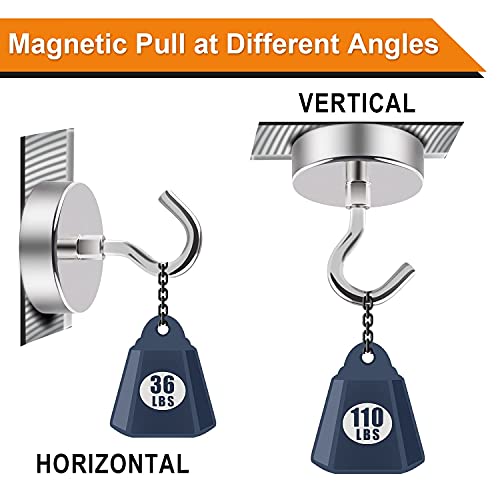 image for DIYMAG Magnetic Hooks,110 lb Heavy Duty Strong Magnet with Hook for Fr