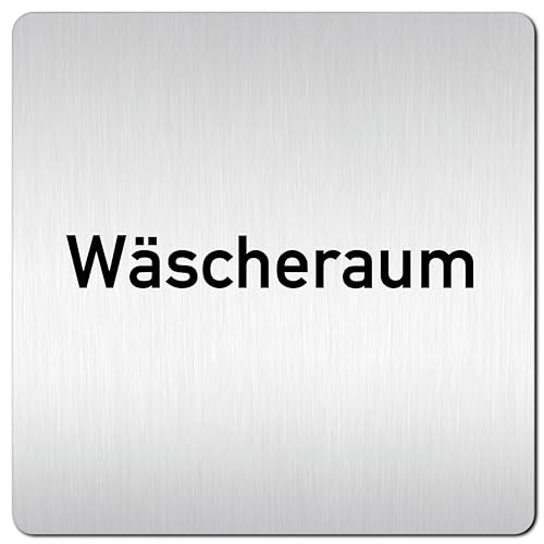 Türschilder24 XXL Schild - Türschild • 125 x 125 mm (B) • Waschküche Waschraum Wäscheraum Waschmaschine • 1,5 mm Aluminium Vollmaterial • 100% Made in Germany (Wäscheraum)