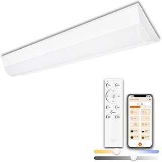 【2025発売モデル】逆富士型 LEDベースライト 20W形 調光 調色 リモコン付き 天井照明 LED蛍光灯 天井直付型 照明器具 逆富士 20W型 キッチンベースライト リモコン付き 20W型 消費電力30W 超高輝度 6000LM 蛍光灯器具 灯 20W形 直管 器具一体型 常夜灯付き タイマー スマート アプリ対応 PSE認証済