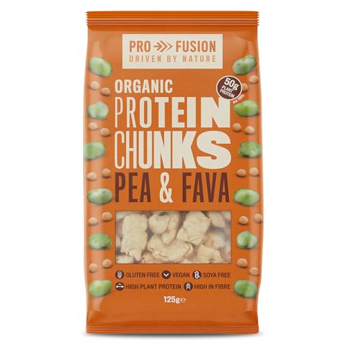 Profusion Organic Vegan Pea and Fava Protein Chunks, 125g - High Protein & Gluten-Free - Soya-Free Meat Substitute