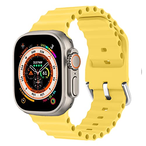 Bracelet Ocean iWatch 41mm silicone jaune pour le sport et le quotidien