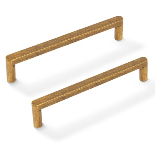 Vicycmc Antique Brass Zinc Alloy Solid Cabinet Pulls 5 Inch(128mm) Hole Center,Heavy Duty Vintage Retro Drawer Handles Cabinet Hardware for Bedroom,Dresser,Kitchen 6 Pack 8521