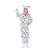 Funivals Dalmatians costume for kids, Spotted dog animal costume , Dalmatians pajamas, fancy dress , three size 1-pcs, black & white (L(for height 45