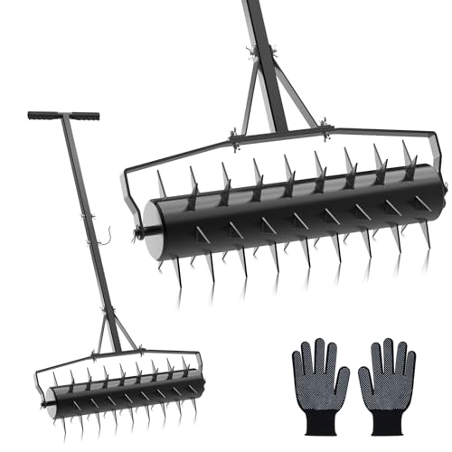 Seeutek 23 Inch Rolling Lawn Aerator - Upgraded Heavy Duty Aerator Lawn Soil Penetrator Spikes w/ 3 Adjustable Height Handles, Manual Aerator Lawn Tool for Garden Yard by Seeutek - Used condition - US$61.73